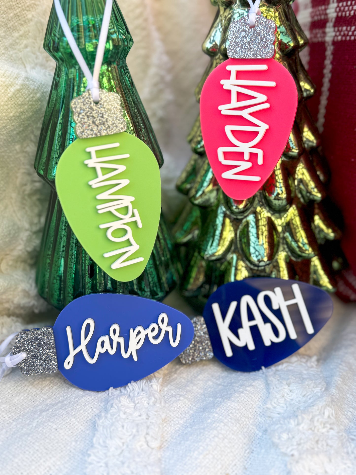 Personalized Christmas Bulb Ornament/Stocking Tag