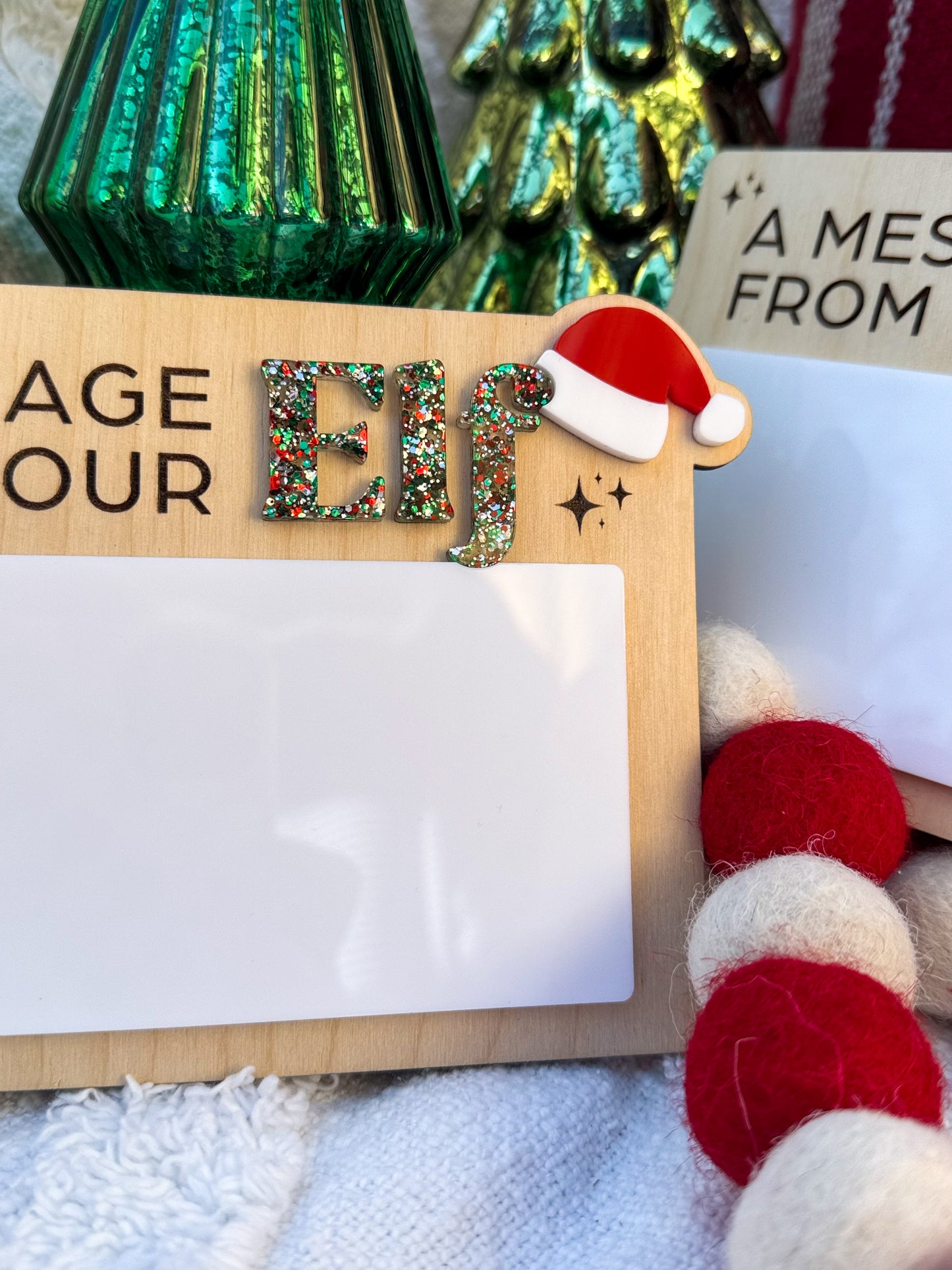 "A Message From Your Elf" Whiteboard Sign