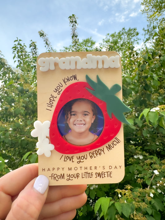 Mother's Day Strawberry Photo Magnet/Car Visor Clip