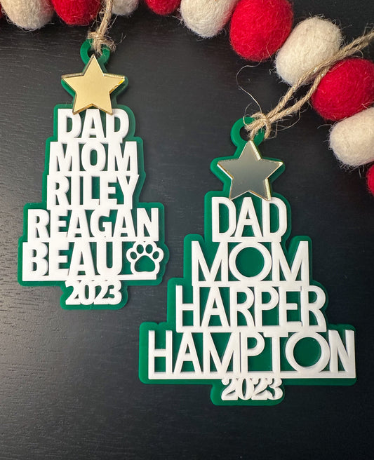 Family Christmas Tree Ornament (Acrylic)