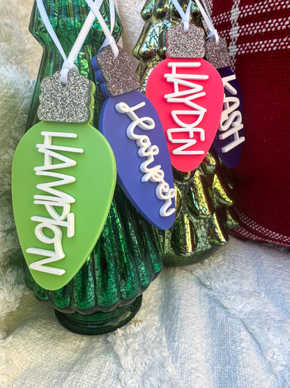 Personalized Christmas Bulb Ornament/Stocking Tag